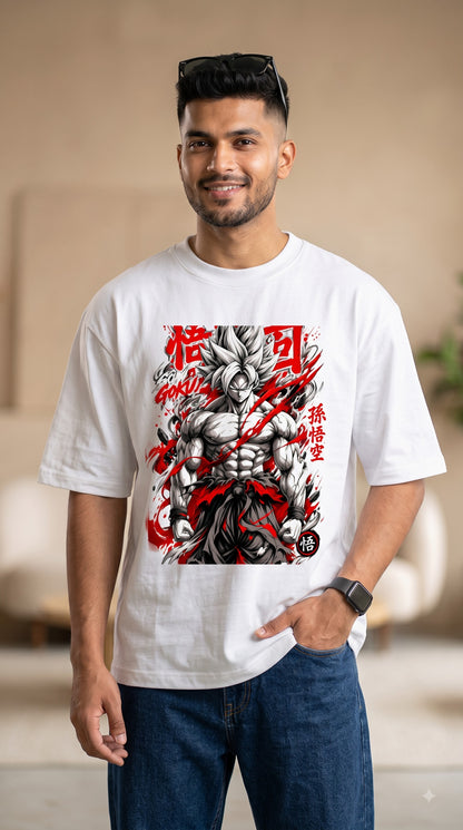 Anime Fan Son Goku Ultra Instinct Terry Oversized T-Shirt