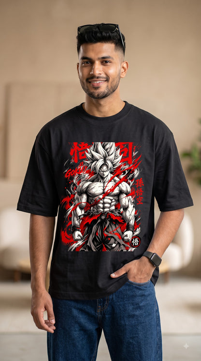 Anime Fan Son Goku Ultra Instinct Terry Oversized T-Shirt