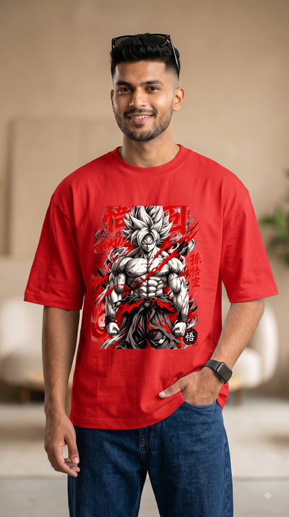 Anime Fan Son Goku Ultra Instinct Terry Oversized T-Shirt