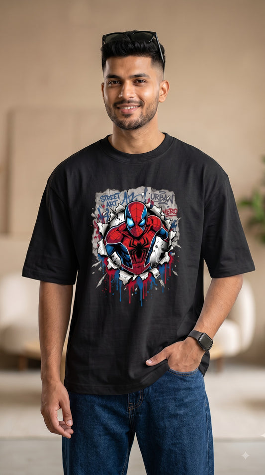 Spider Man Graphic Oversized Terry T-Shirt for Men & Women