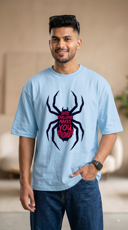 Streetwear Typography Spider Design Heavyweight Oversized Tee