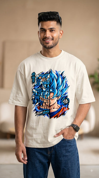 Son Goku Power Quote Anime Graphic Oversized Terry T-Shirt