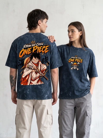 Premium Heavyweight One Piece Anime Acid Washed Oversized Tee