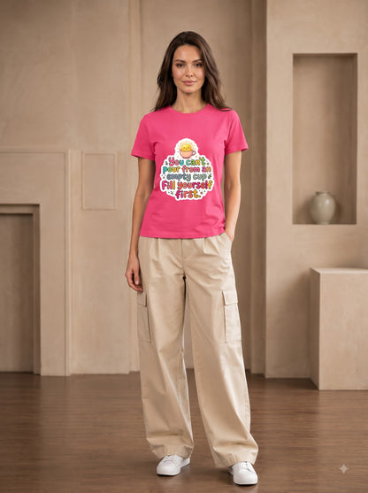 Self Care Quote Cute Coffee Cup Cotton Crewneck Shirt