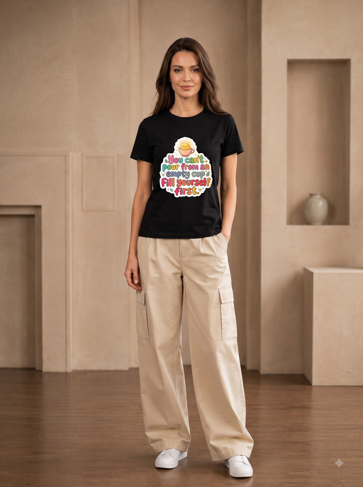 Self Care Quote Cute Coffee Cup Cotton Crewneck Shirt