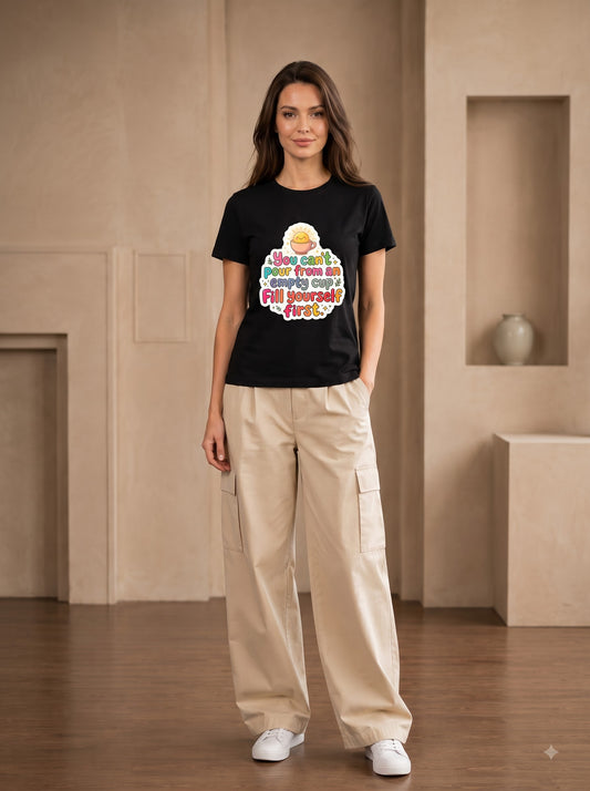 Self Care Quote Cute Coffee Cup Cotton Crewneck Shirt