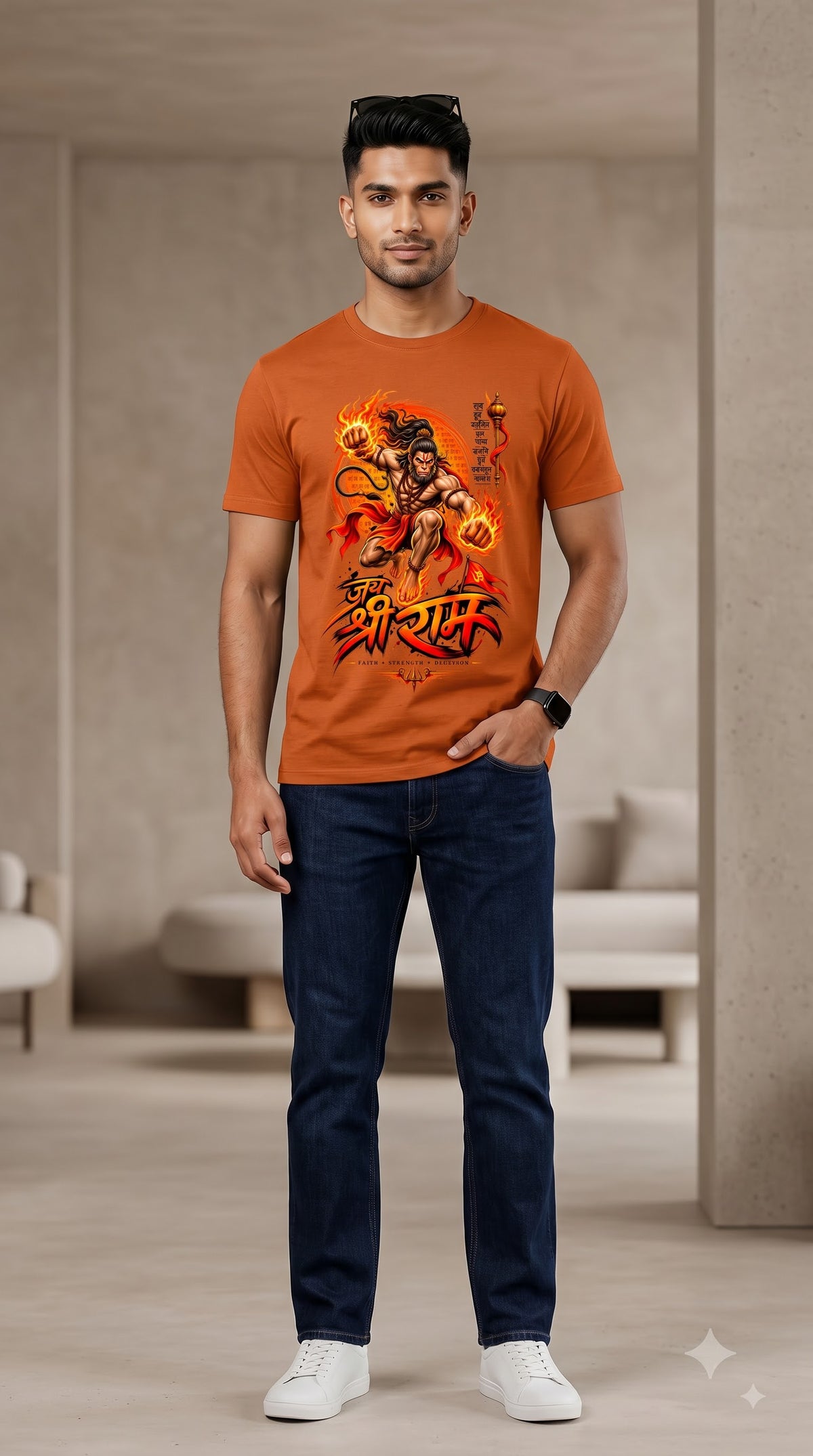 Jai Shri Ram Lord Hanuman Devotional Graphic T-Shirt
