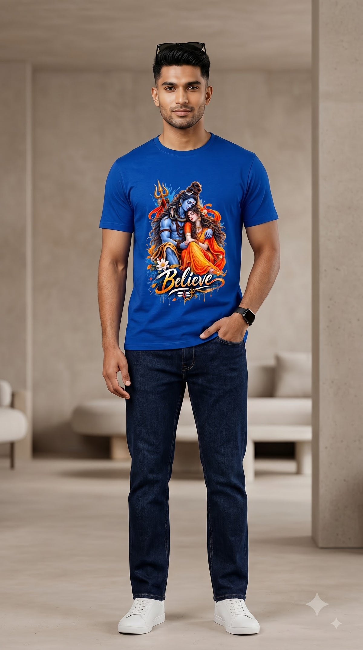 Lord Shiva and Devi Parvati Couples Spiritual Classic Crew T-Shirt