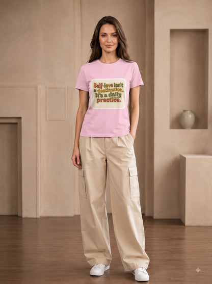 Self-Love Is A Daily Practice White Casual Cotton Classic Crew T-Shirt