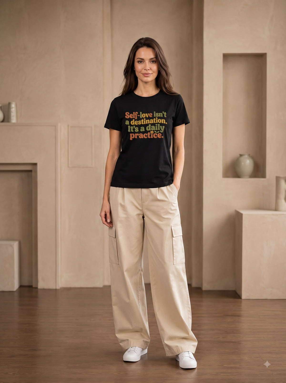 Self-Love Is A Daily Practice White Casual Cotton Classic Crew T-Shirt