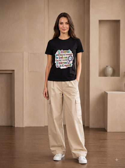 Self Love Quote Black Graphic Regular Fit Cotton Classic Crew T-Shirt