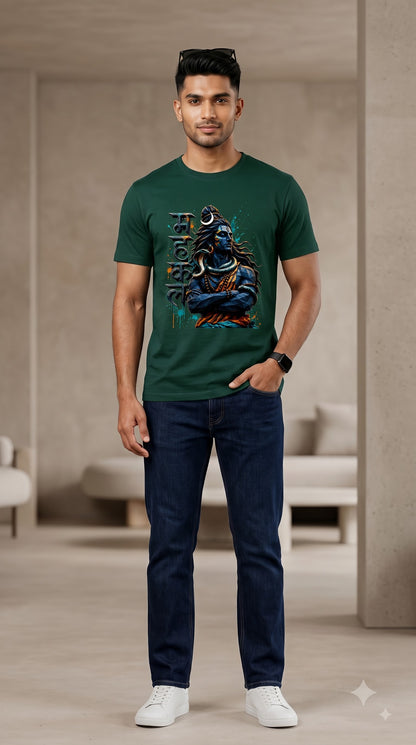 Lord Shiva Mahakal Cross Arms Graphic Classic Crew T-Shirt