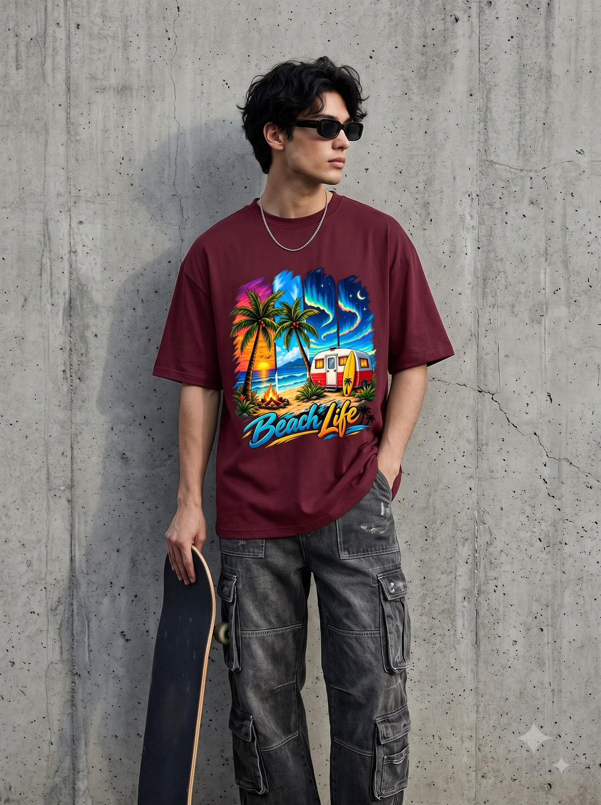 Beach Life Retro Surf Van  Classic Crew T-Shirt