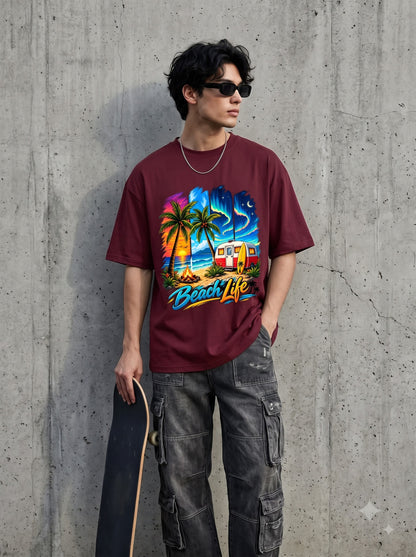 Beach Life Retro Surf Van  Classic Crew T-Shirt