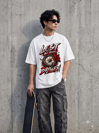 Streetwear Compass Quote Heavyweight Oversized Classic T-Shirt