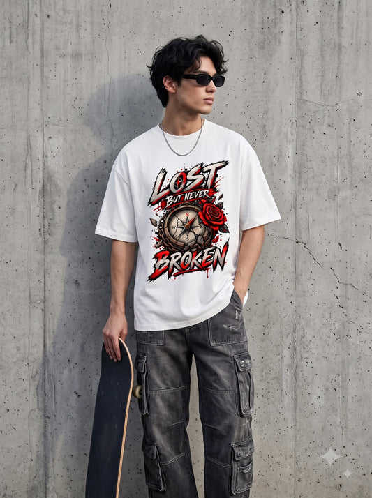 Streetwear Compass Quote Heavyweight Oversized Classic T-Shirt
