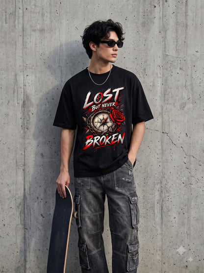 Streetwear Compass Quote Heavyweight Oversized Classic T-Shirt