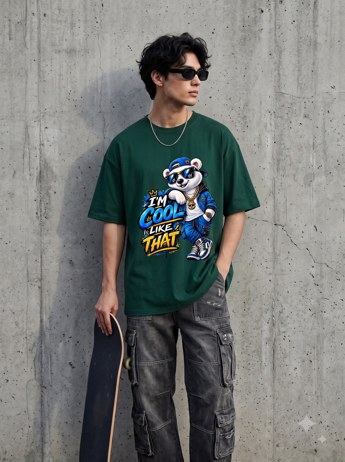 I'm Cool Like That Bear Graphic Heavyweight Oversized Classic T-Shirt