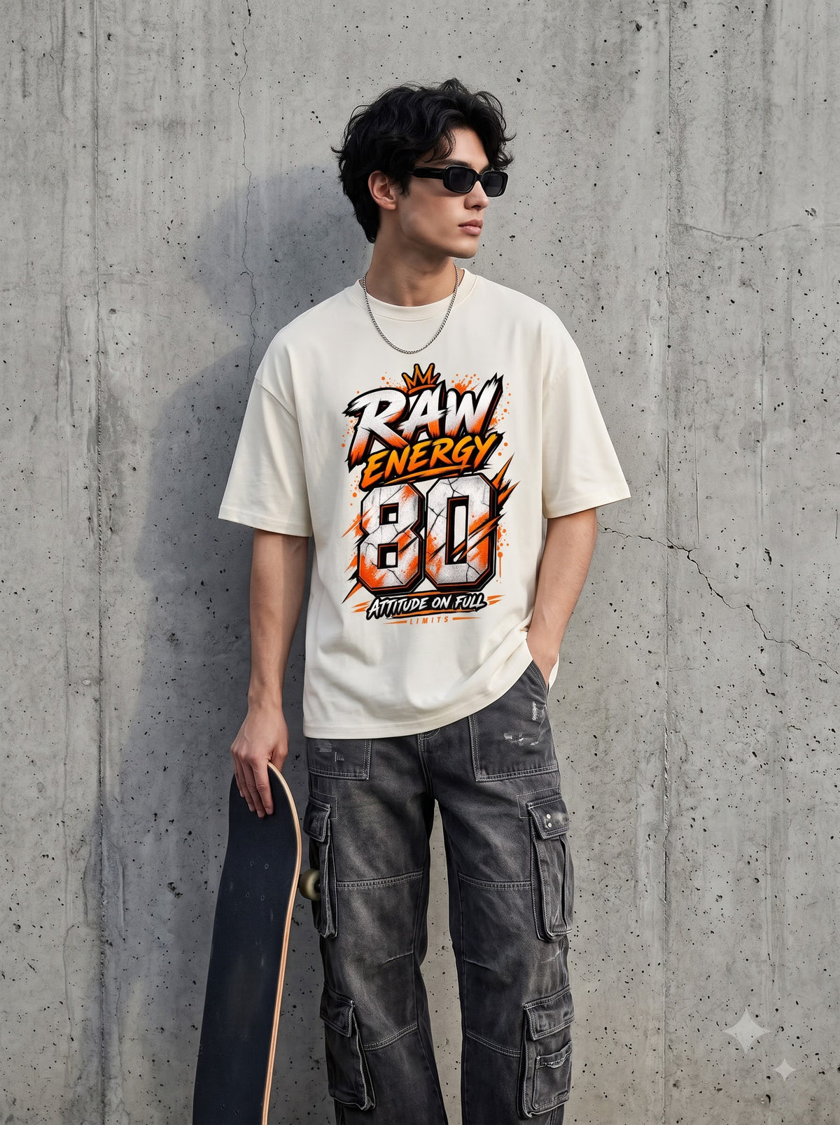 Streetwear Number 80 Graffiti Heavyweight Oversized Classic T-Shirt