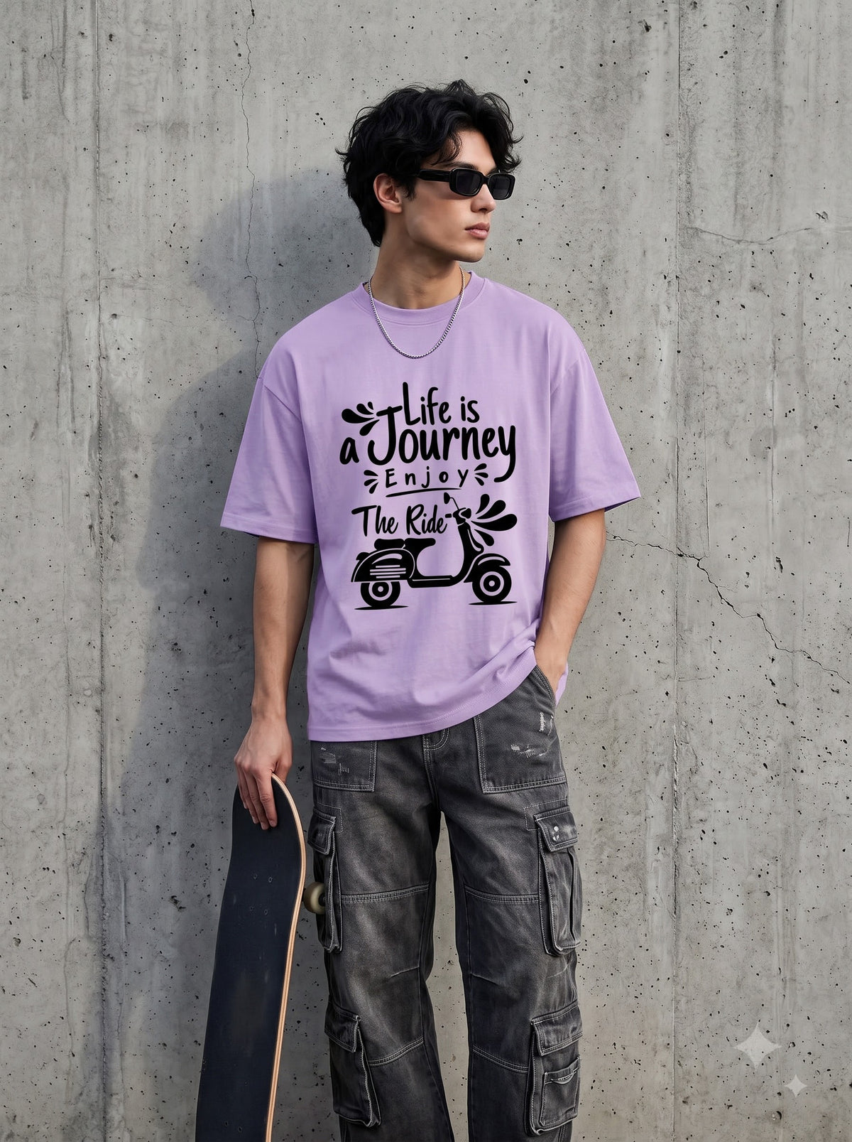 Cute Scooter Travel Quote White Oversized Crewneck T-Shirt