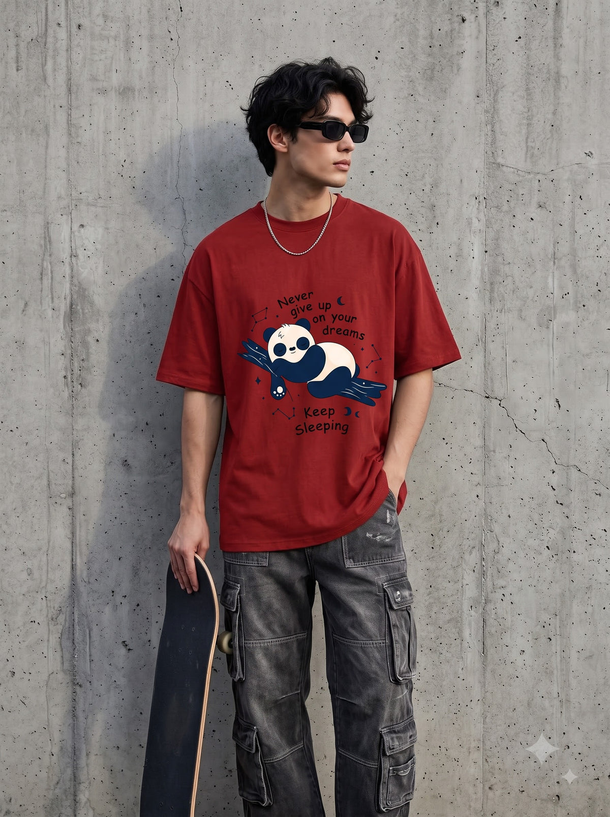 Never Give Up On Your Dreams Keep Sleeping Oversized Classic T-Shirt