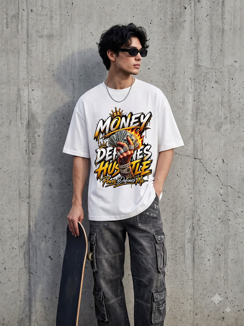 Modern Streetwear Money Defines Hustle Oversized Classic T-Shirt
