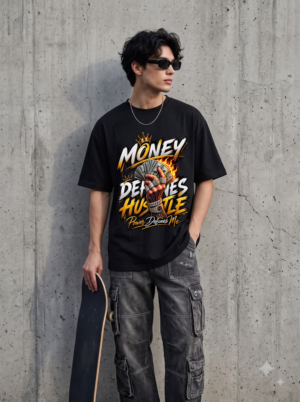 Modern Streetwear Money Defines Hustle Oversized Classic T-Shirt