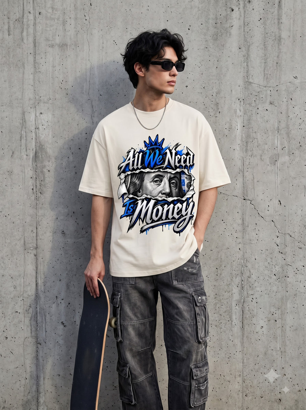 Streetwear Money Typography Oversized Classic T-Shirt