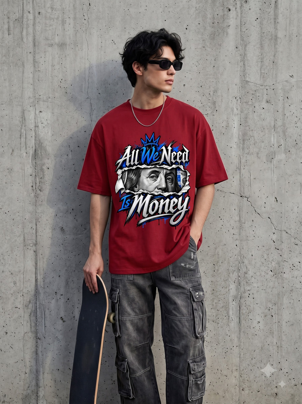 Streetwear Money Typography Oversized Classic T-Shirt