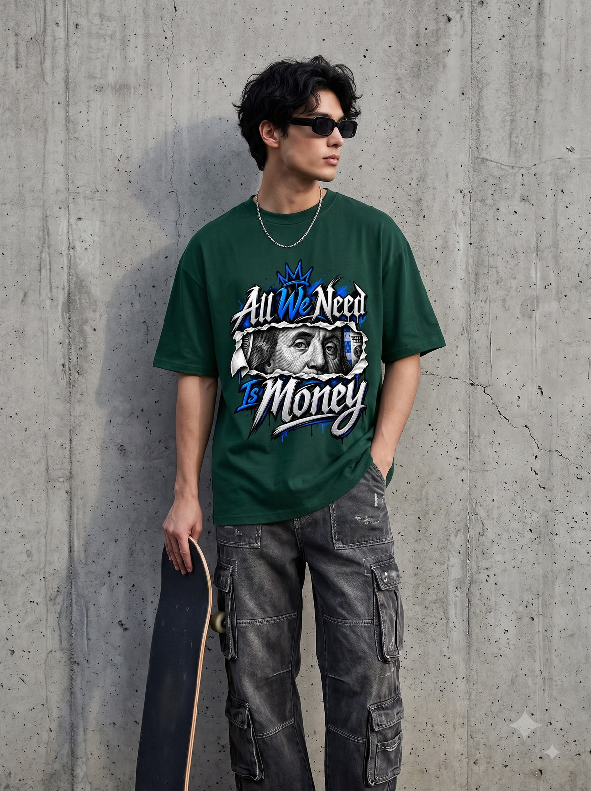 Streetwear Money Typography Oversized Classic T-Shirt