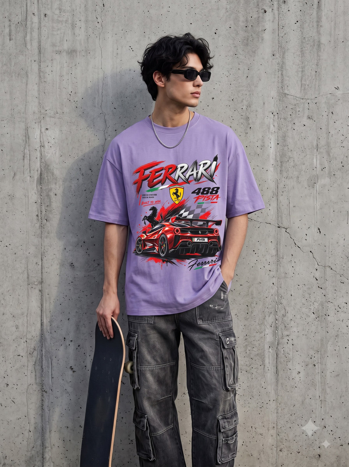Ferrari 488 Racing Graphic Oversized Standard T-Shirt