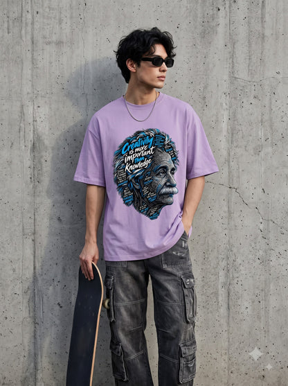 Genius Einstein Portrait Purple Classic Crew T-Shirt