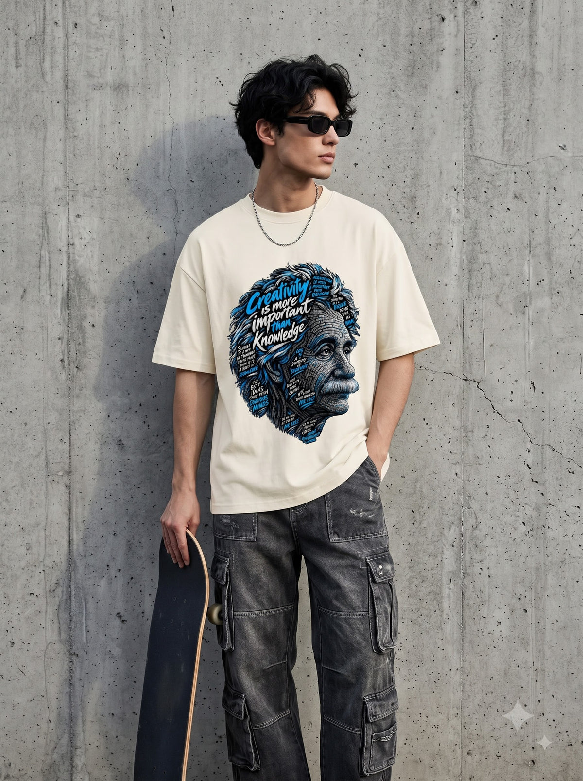 Genius Einstein Portrait Purple Classic Crew T-Shirt