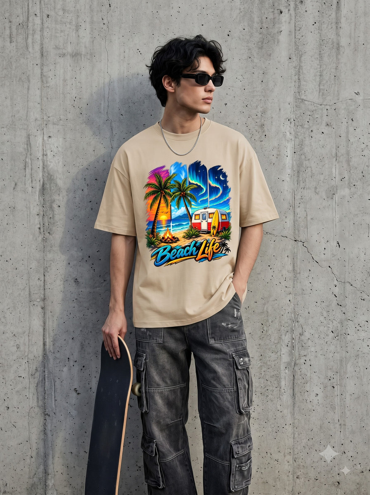 Beach Life Retro Surf Van  Classic Crew T-Shirt