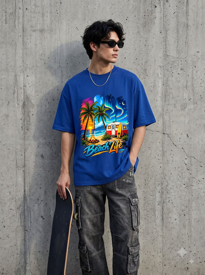 Beach Life Retro Surf Van  Classic Crew T-Shirt