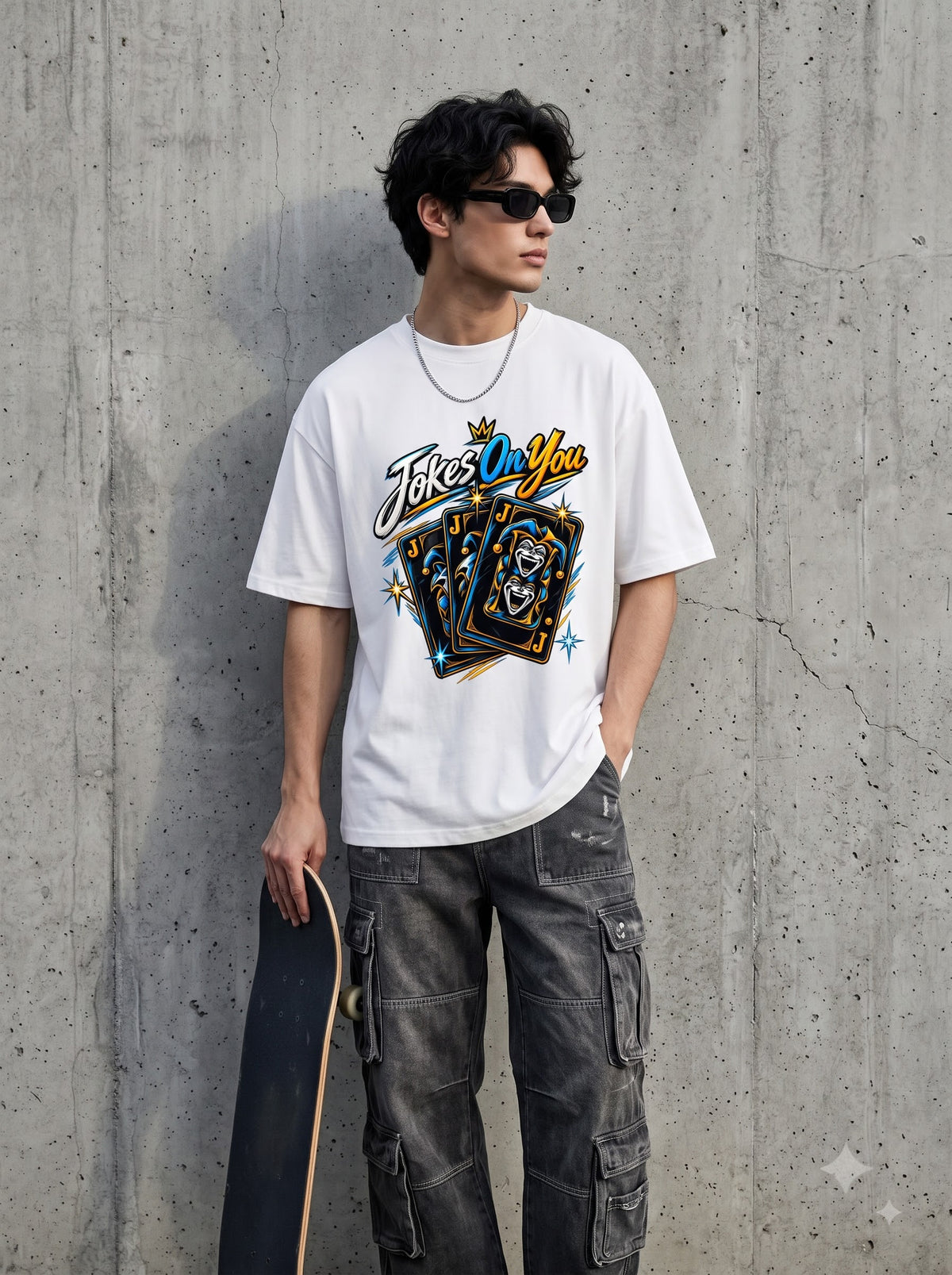 Streetwear Joker Playing Card Graphic Classic Crew T-Shirt