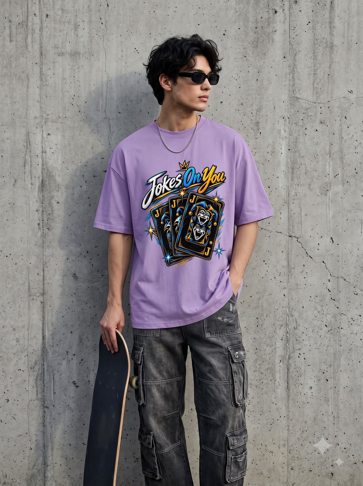 Streetwear Joker Playing Card Graphic Classic Crew T-Shirt