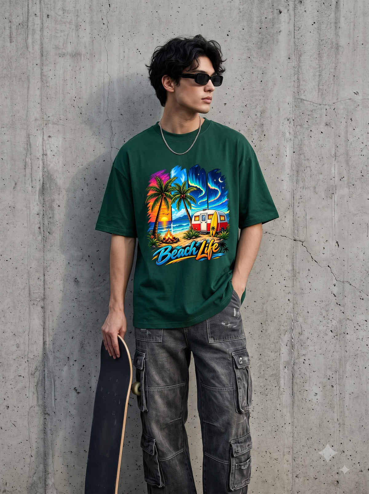 Beach Life Retro Surf Van  Classic Crew T-Shirt