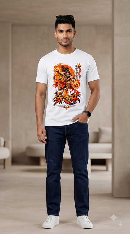 Jai Shri Ram Lord Hanuman Devotional Graphic T-Shirt