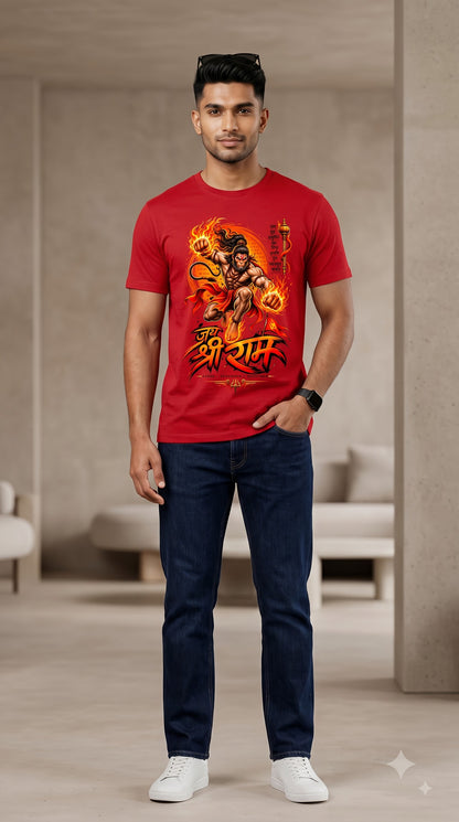 Jai Shri Ram Lord Hanuman Devotional Graphic T-Shirt