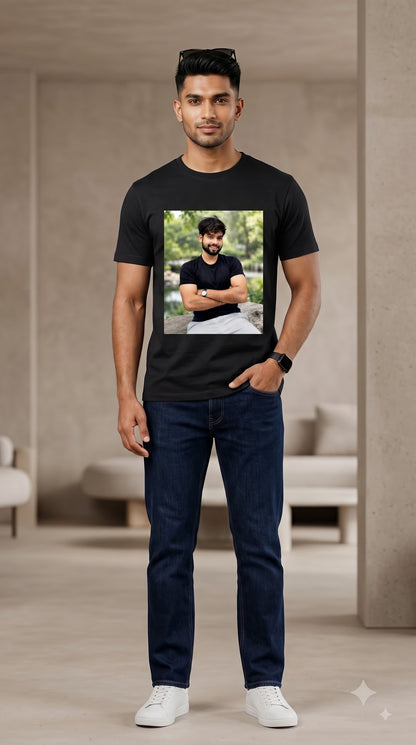 Custom Picture Print Red Everyday Casual Cotton T-Shirt