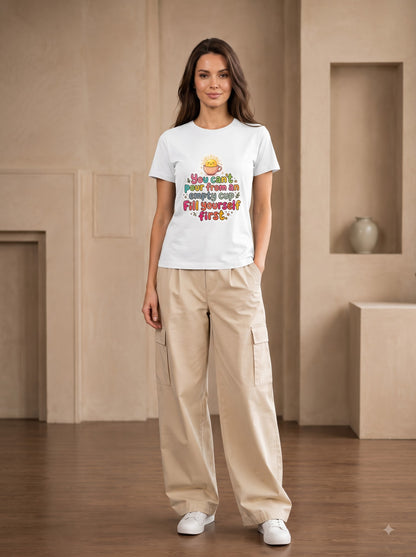 Self Care Quote Cute Coffee Cup Cotton Crewneck Shirt