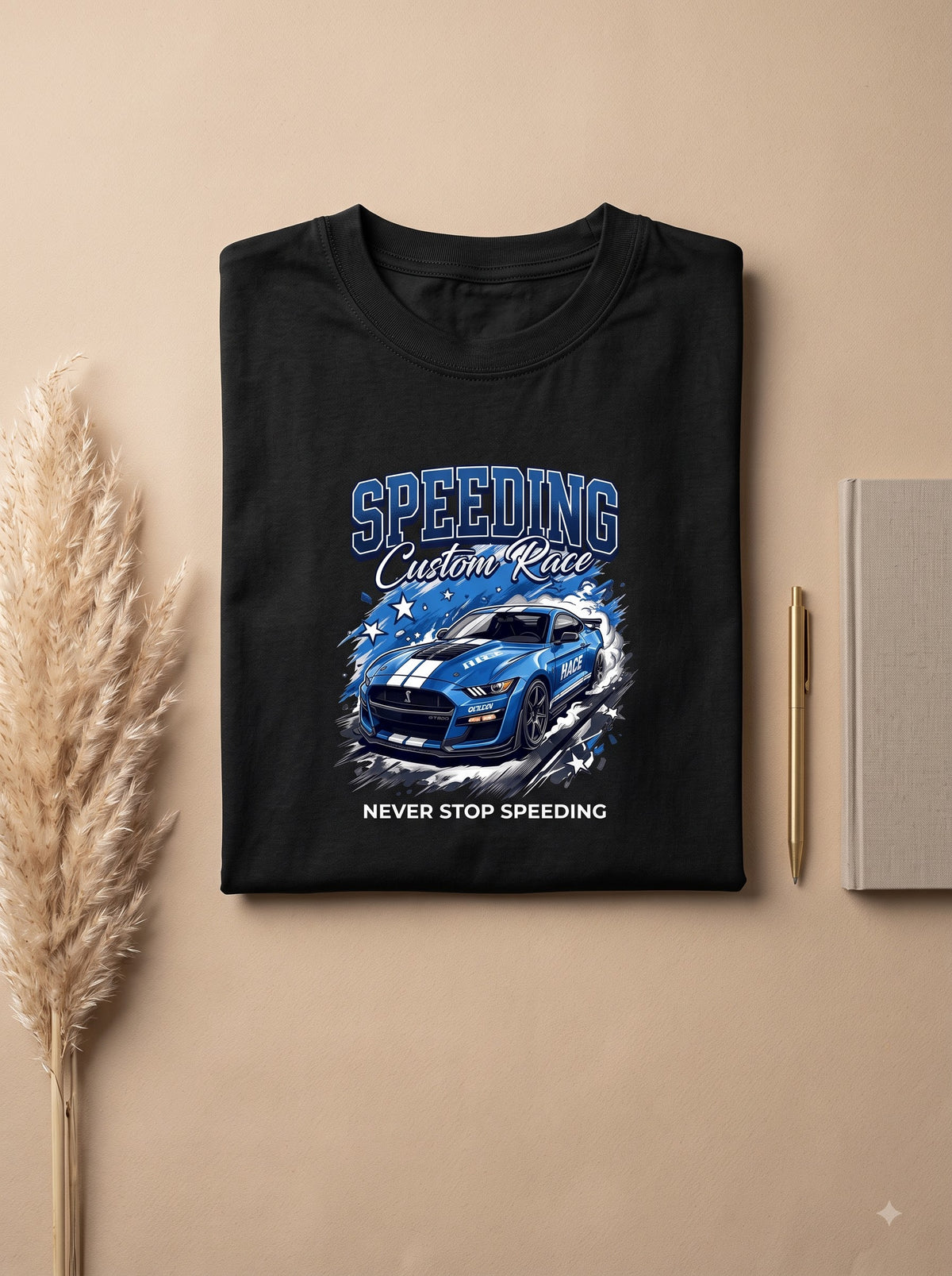 Never Stop Speeding Graphic T-Shirt - Premium Cotton Crew Neck