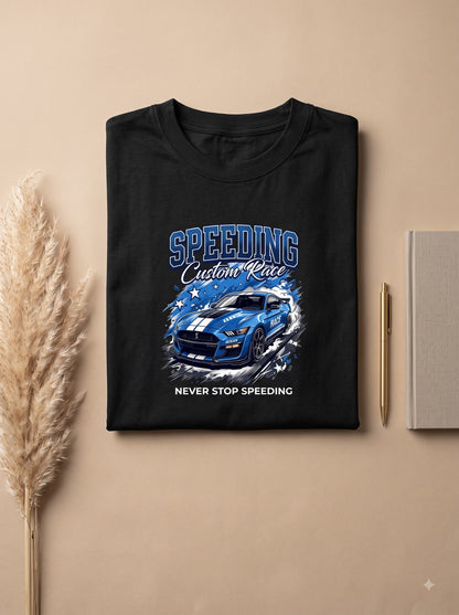Never Stop Speeding Graphic T-Shirt - Premium Cotton Crew Neck