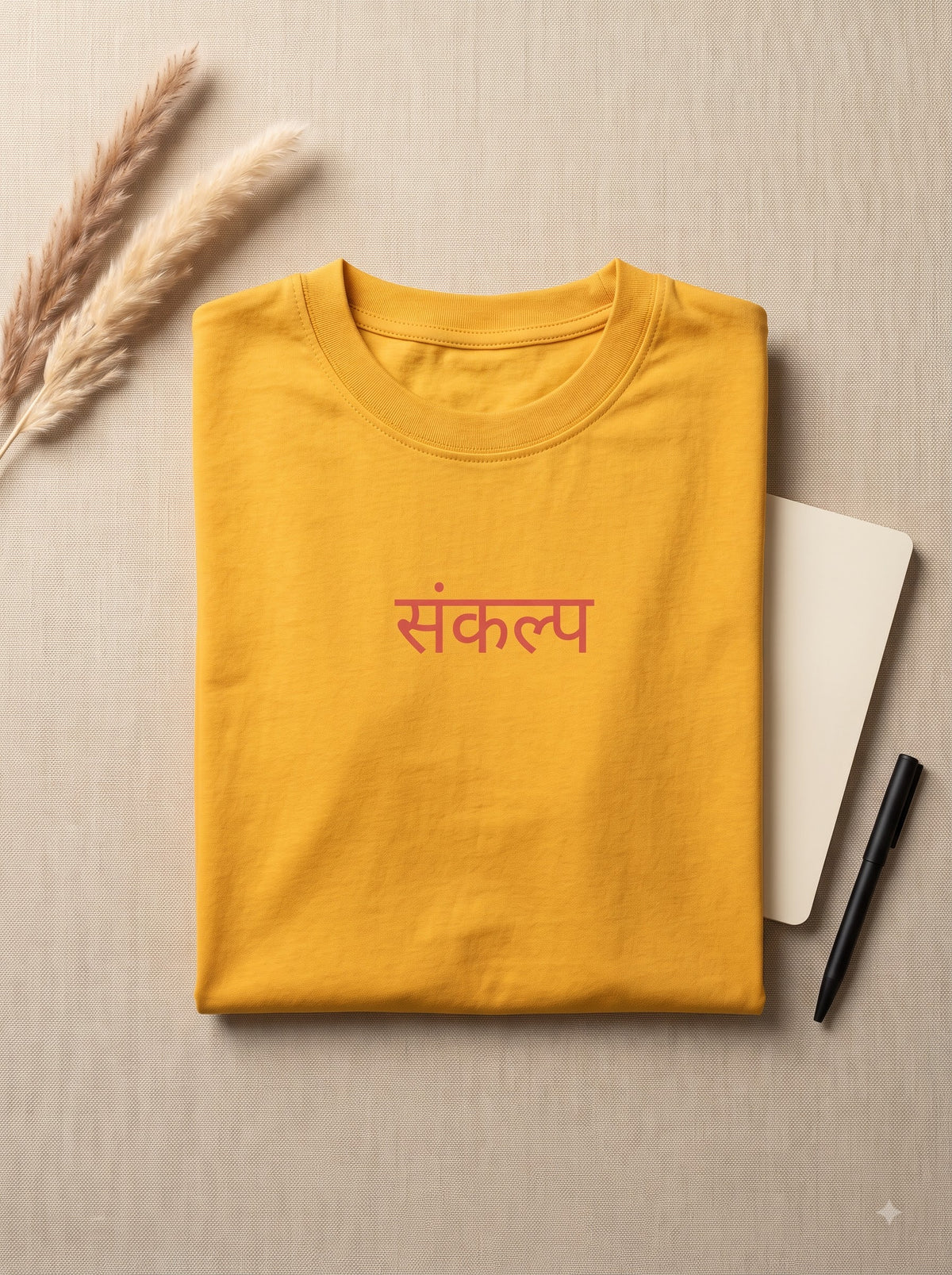 Sankalp Printed Mustard T-Shirt - Everyday Crew Neck