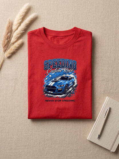 Never Stop Speeding Graphic T-Shirt - Premium Cotton Crew Neck