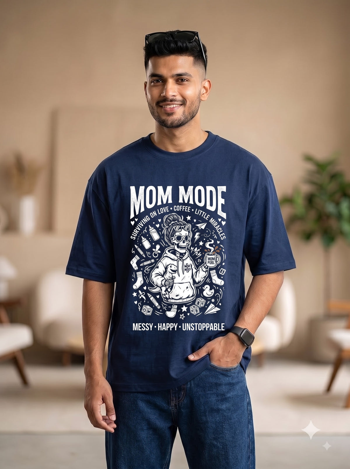 Mom Mode Coffee & Miracles Graphic Tee | Premium Cotton Terry
