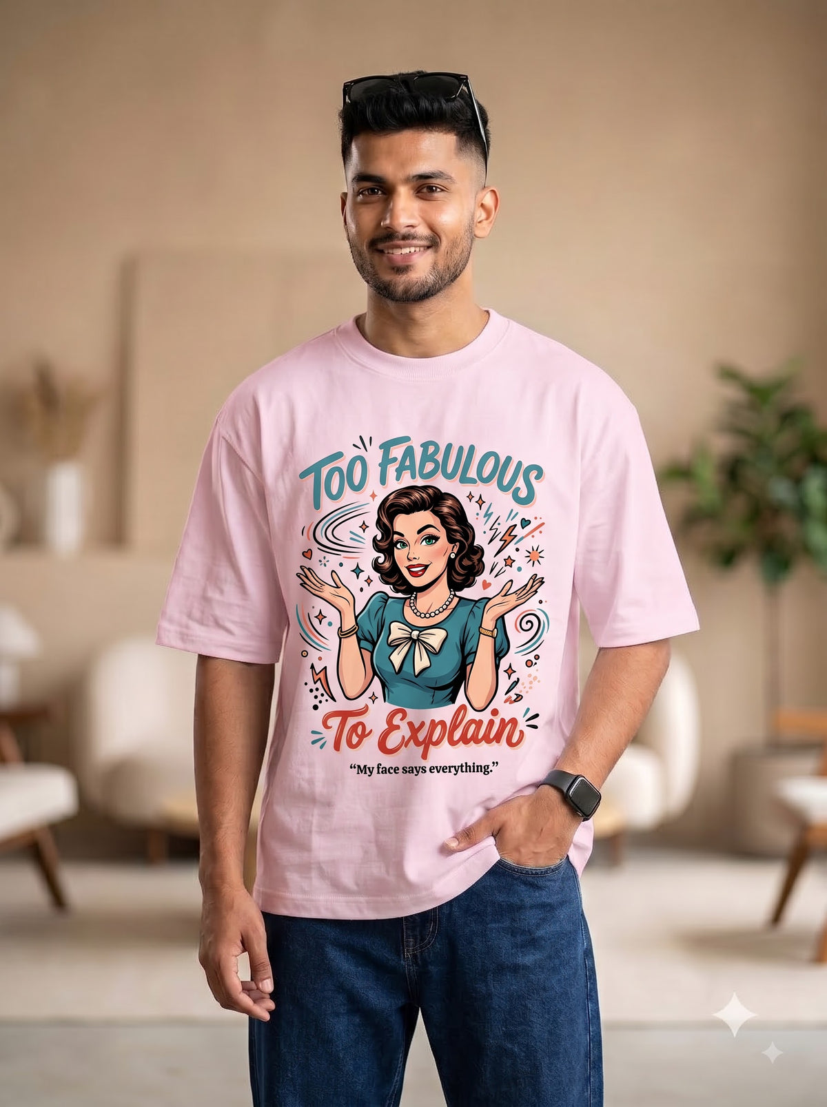 Retro Style Graphic Oversized T-Shirt | Too Fabulous To Explain