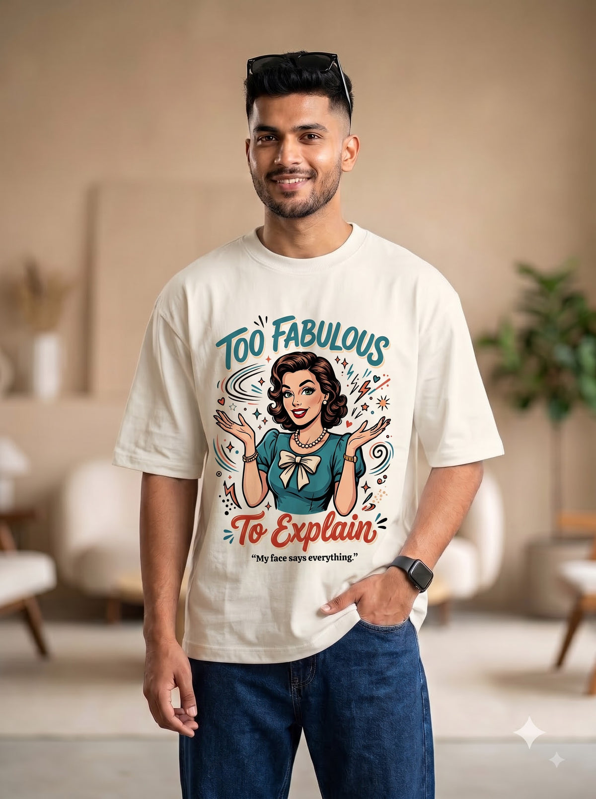 Retro Style Graphic Oversized T-Shirt | Too Fabulous To Explain