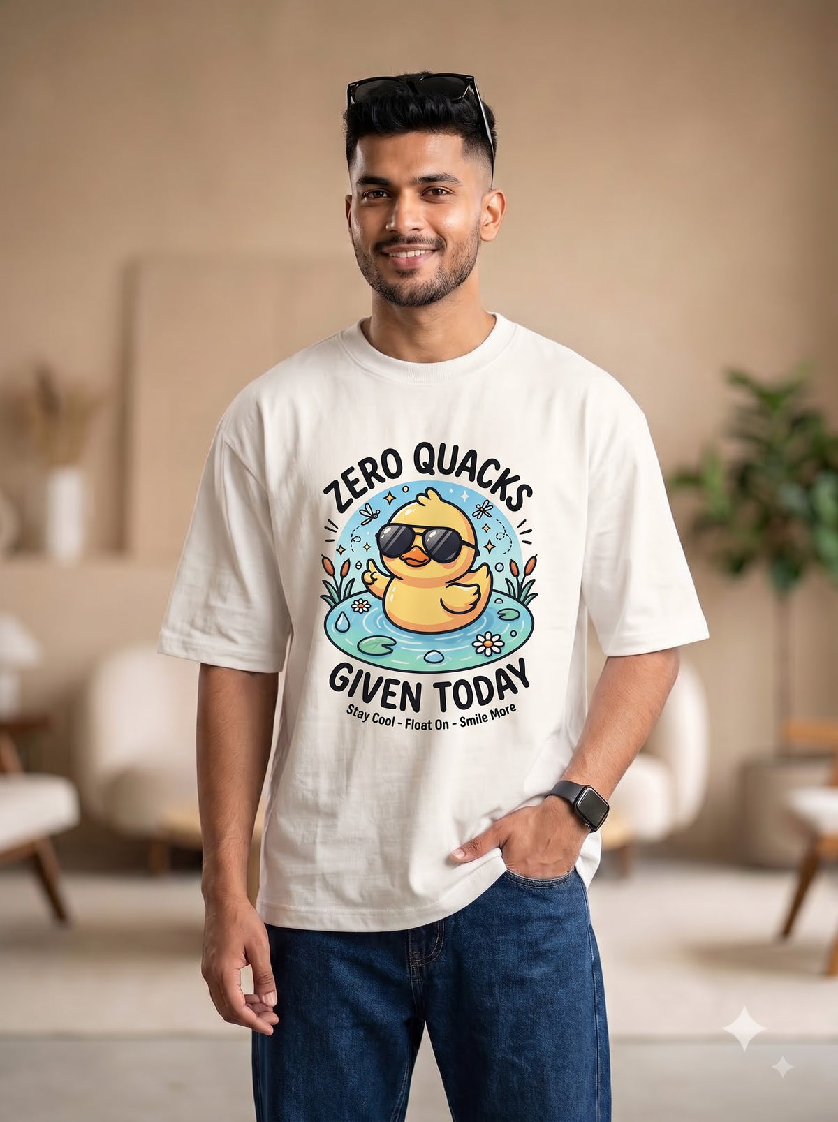 Funny Duck Graphic Oversized T-Shirt | Premium Cotton Terry Blend